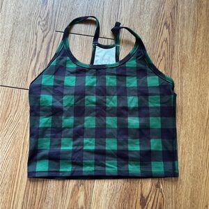 Green and Black Checkered Crop Top